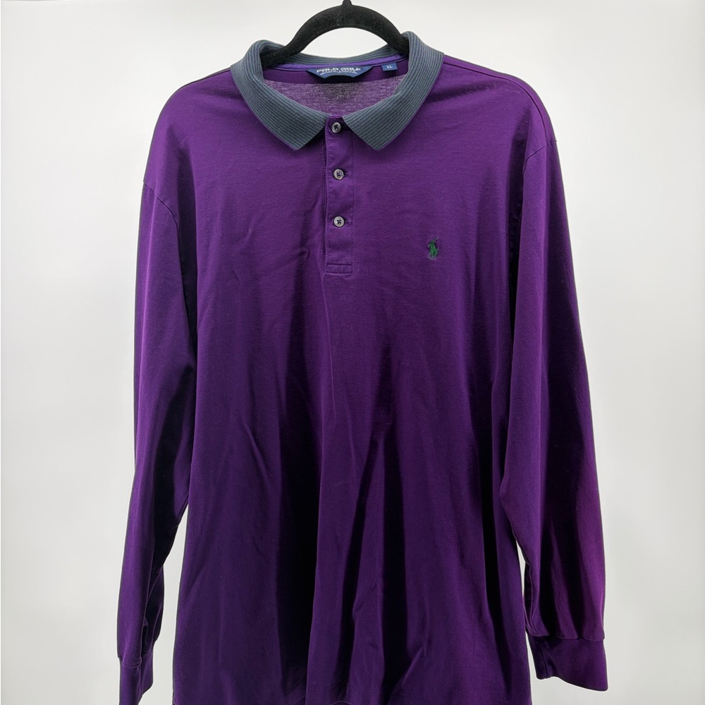 Vintage Polo Ralph Lauren Polo Golf Shirt Mens Size XL Purple LS Shirt S012‎